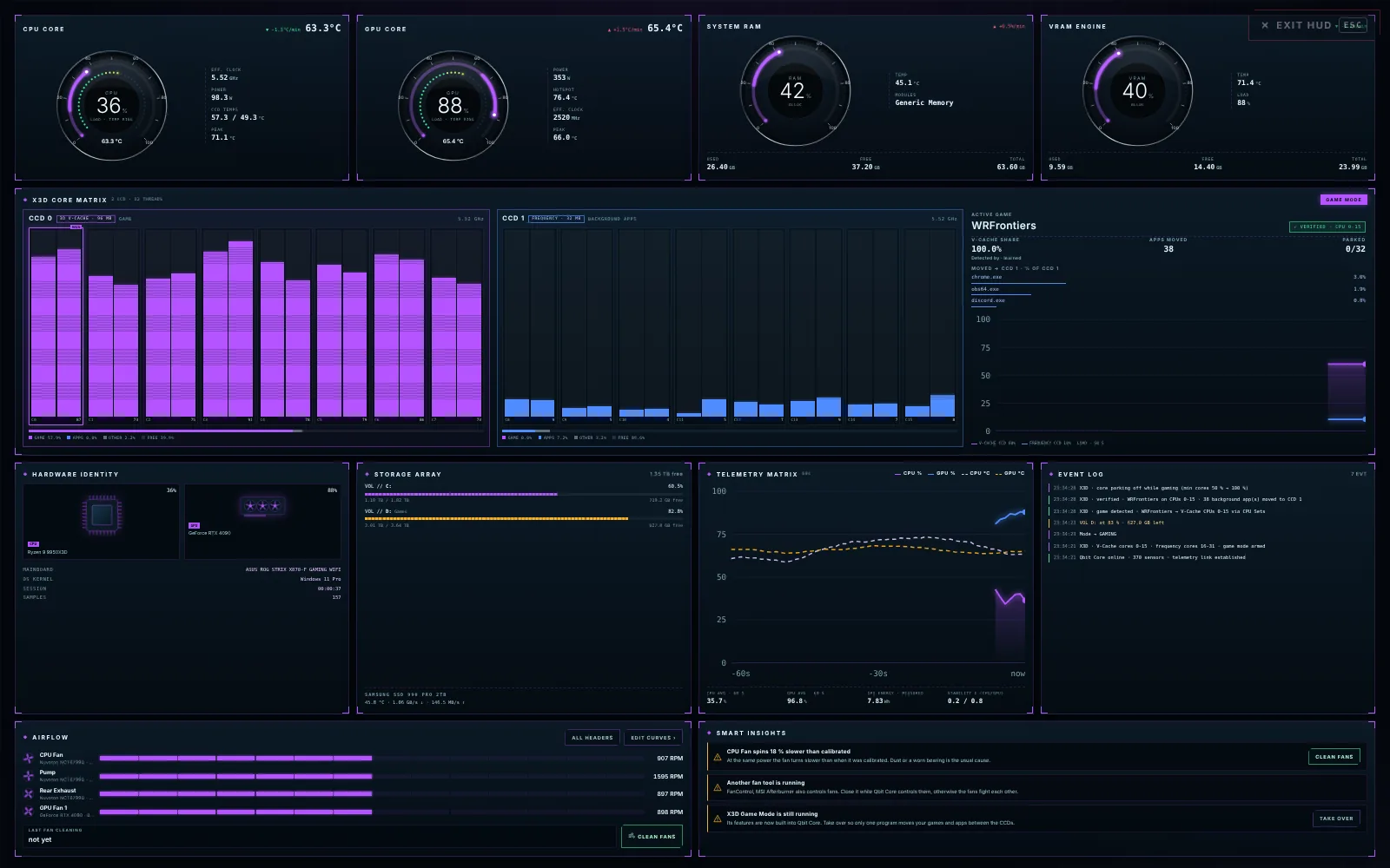 Qbit Core HUD mode on a second screen